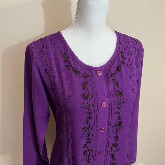 Natural Choice Embroidered Button Front Lightweight Dress - Picture 2 of 15